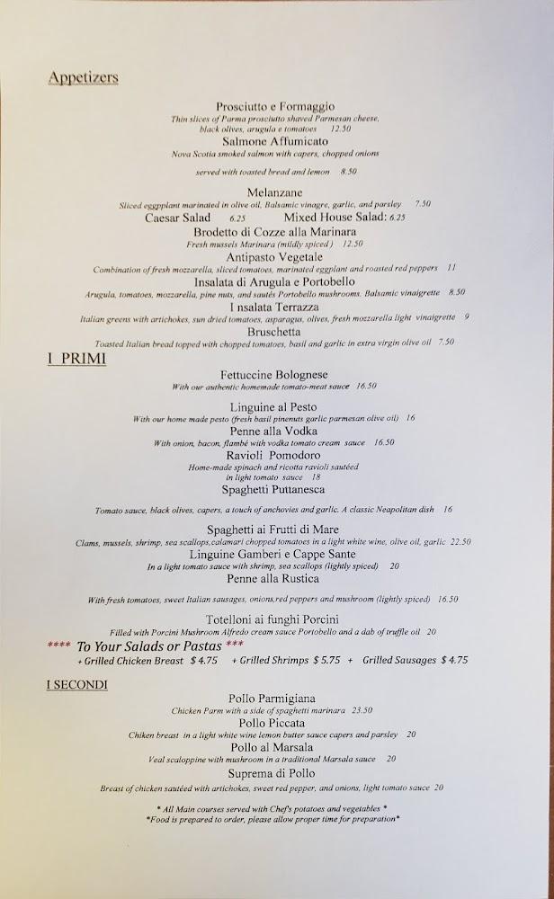 La Terrazza Restaurant Menu image 1